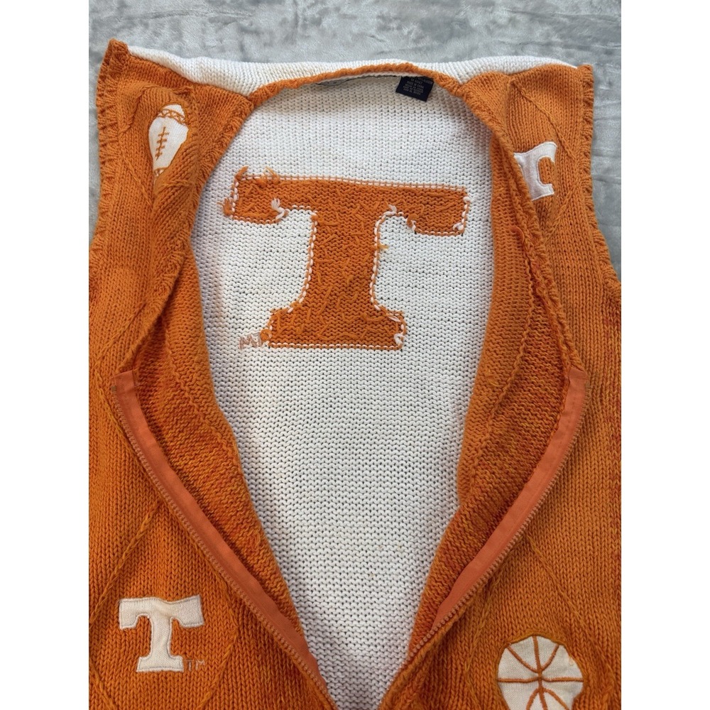 Vintage Birch Bros Vest Tennessee Volunteer Adult 3XL Orange Knit Cardigan - Picture 6 of 9